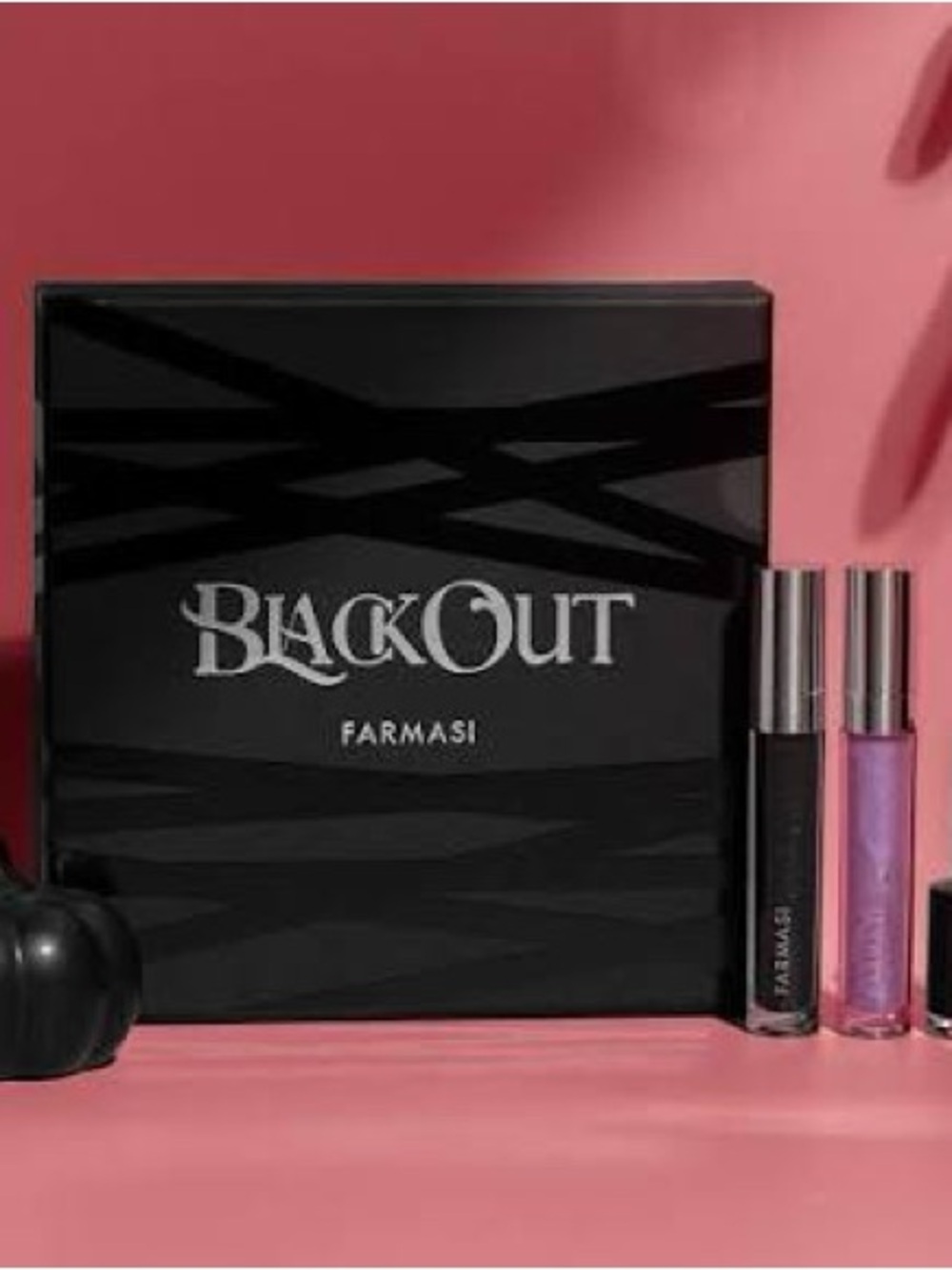 Farmasi Blackout Eyeshadow Palette with Black and Lilac Gloss